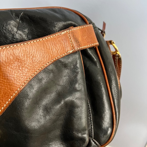 Vintage Pollini Italian Leather Crossbody Bag‎ Purse Classic Brown Black 12x7x4 - Picture 14 of 15